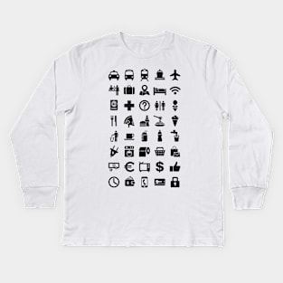 Travel TOURIST icons guide (w) Kids Long Sleeve T-Shirt